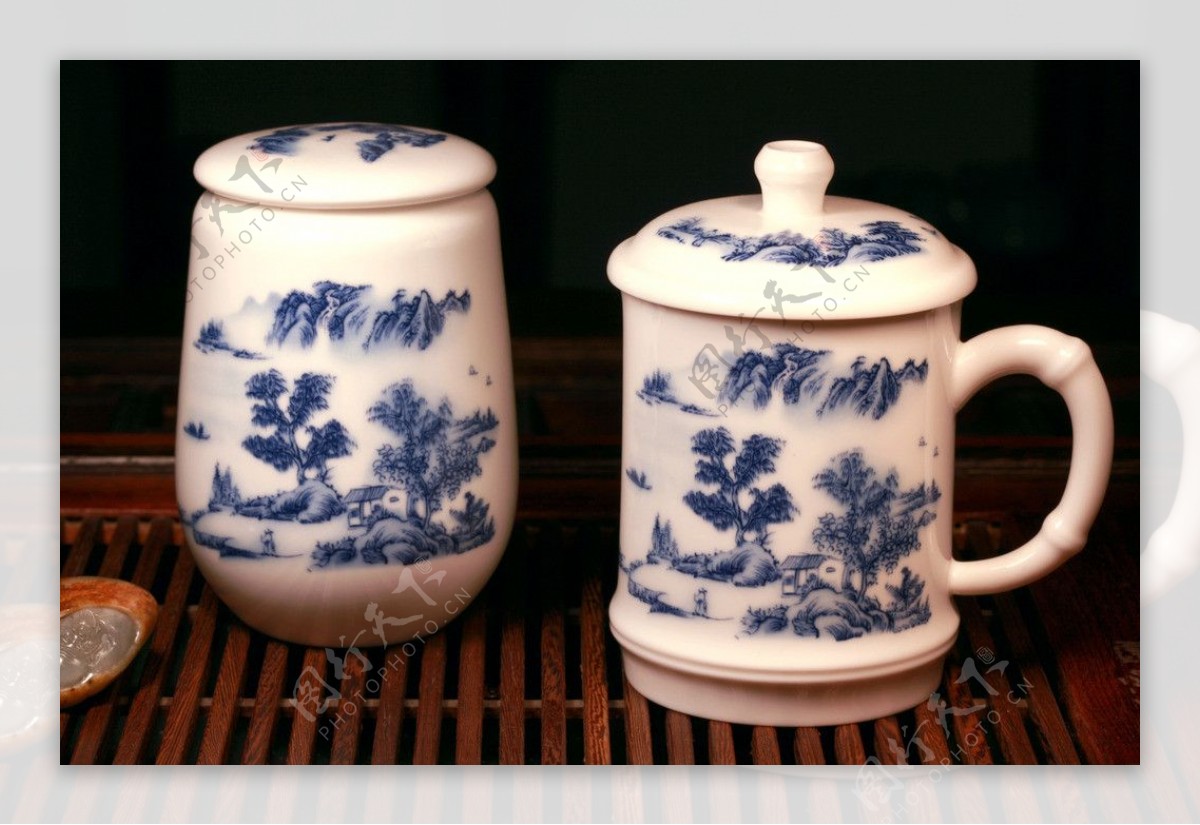 山水瓷器茶具两件套图片