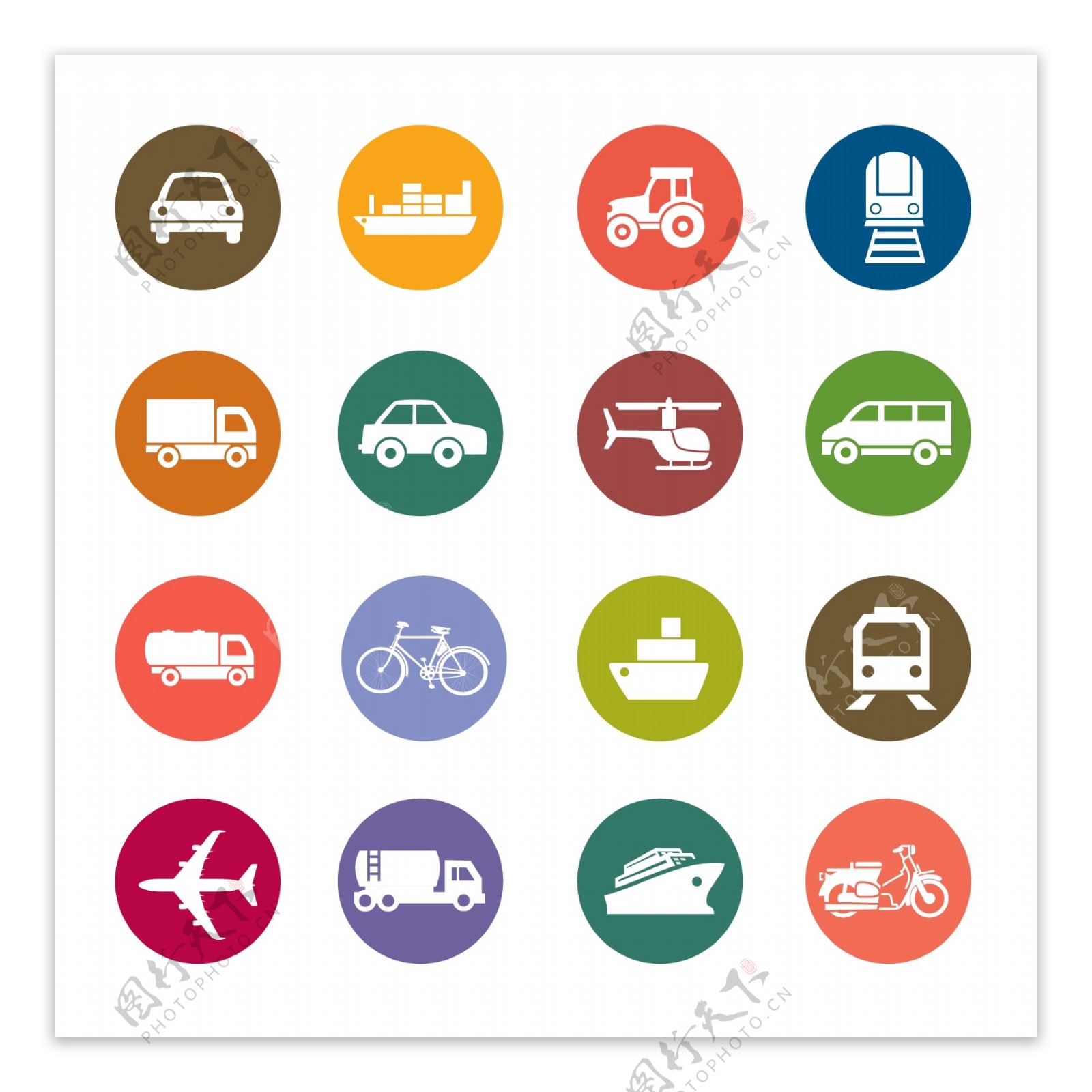 彩色交通运输图标图片