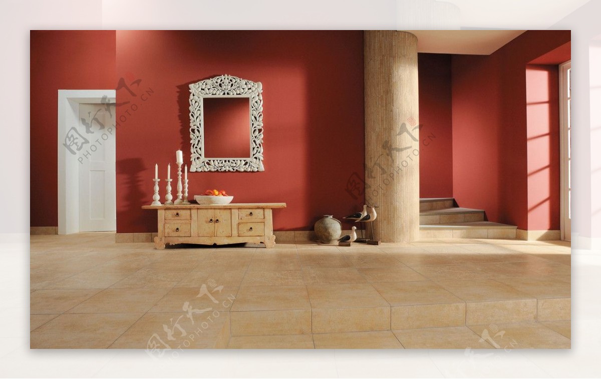 新古典简欧风格客厅瓷砖铺贴图图片