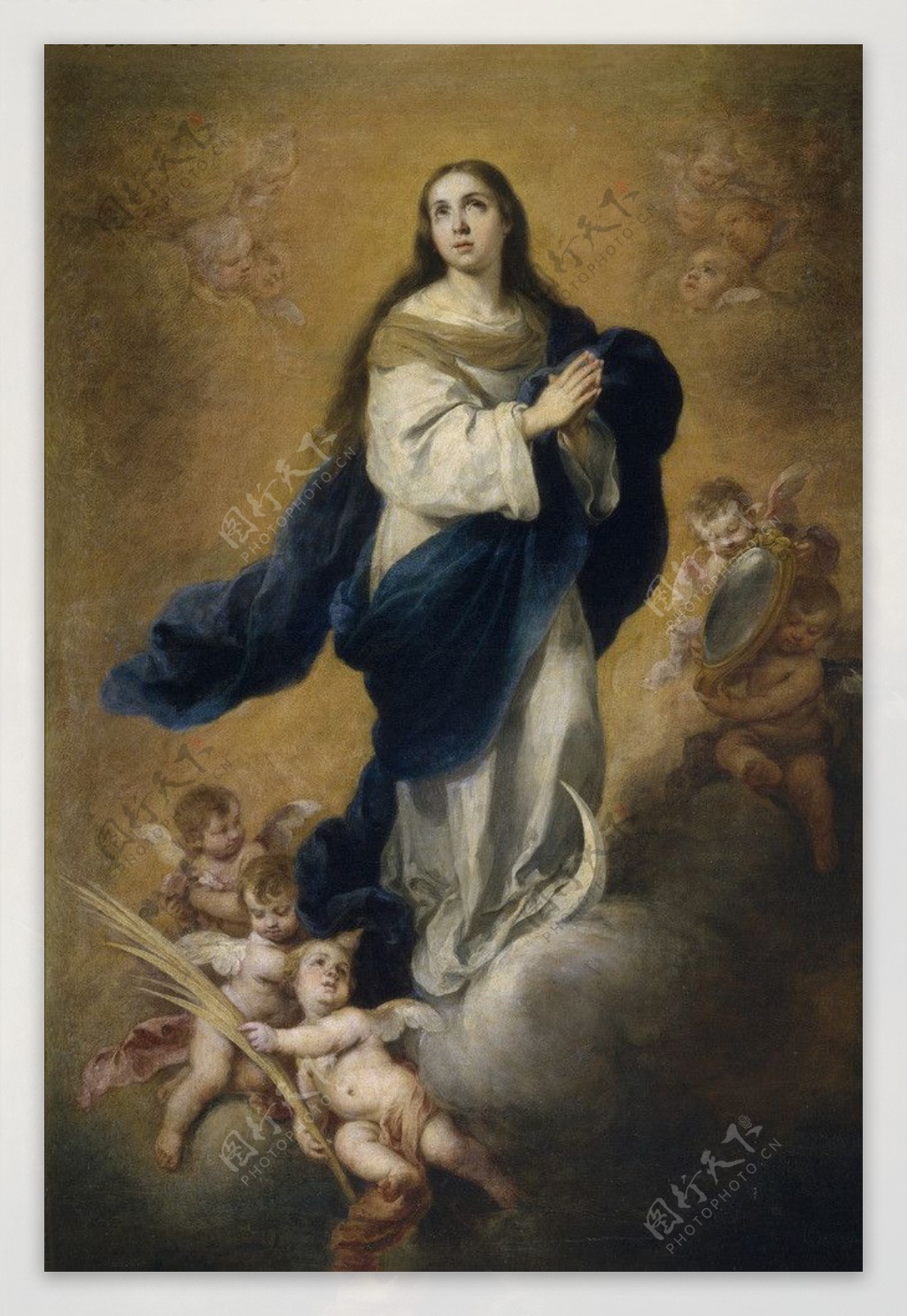 圣母颂小天使油画图片