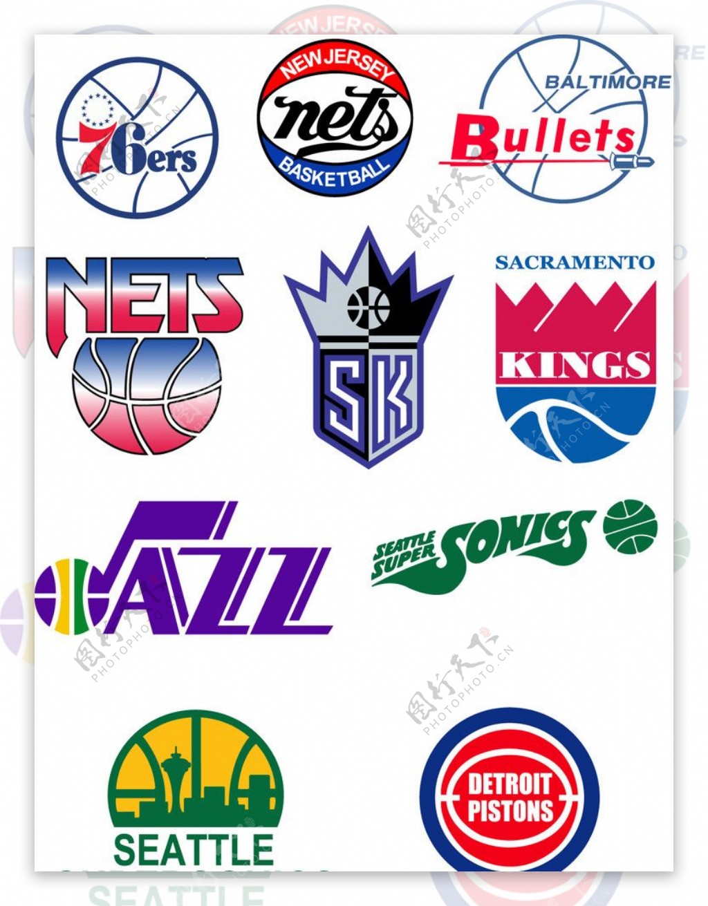 NBA球队旧版队徽图片