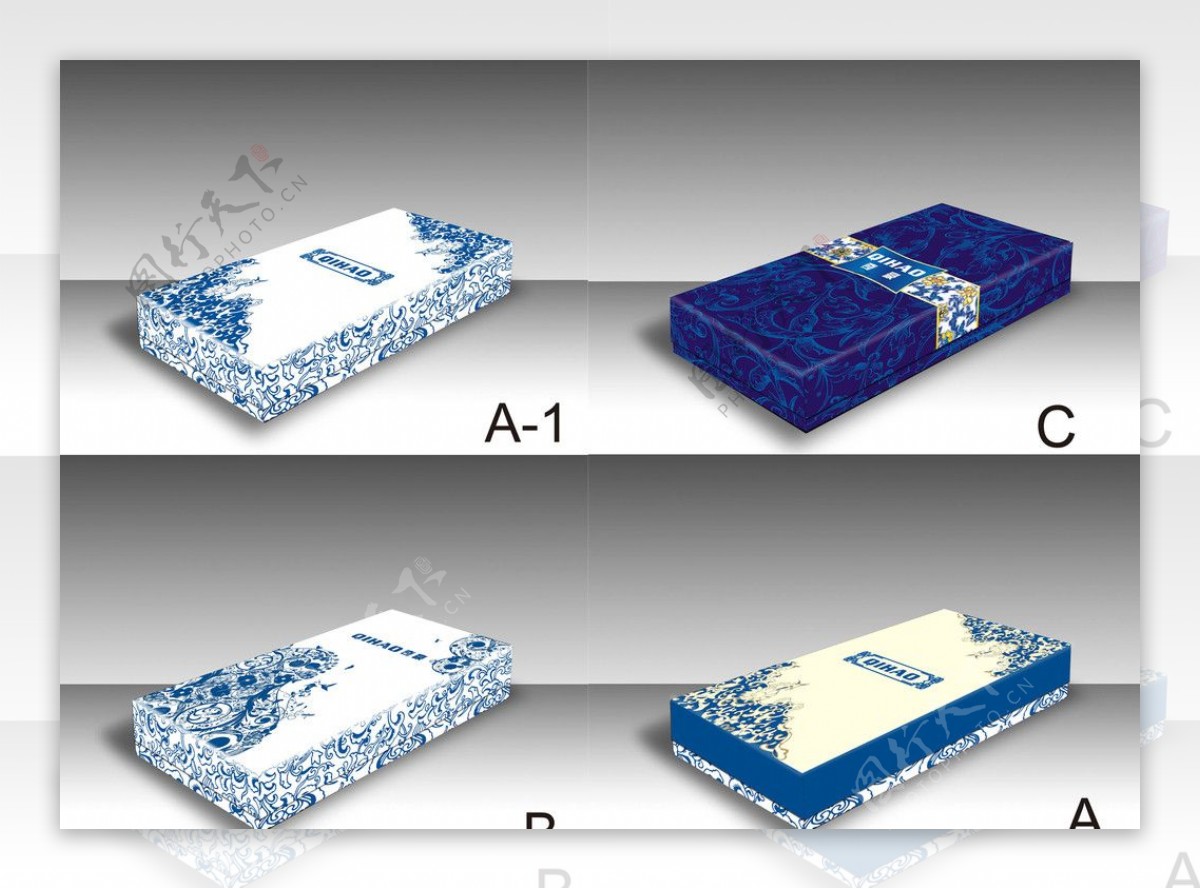 青花瓷礼盒四种图片