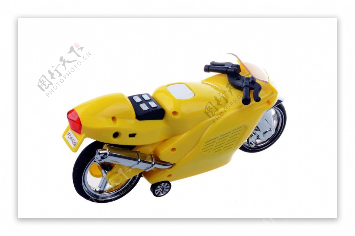黄色摩托车音白底素材图片