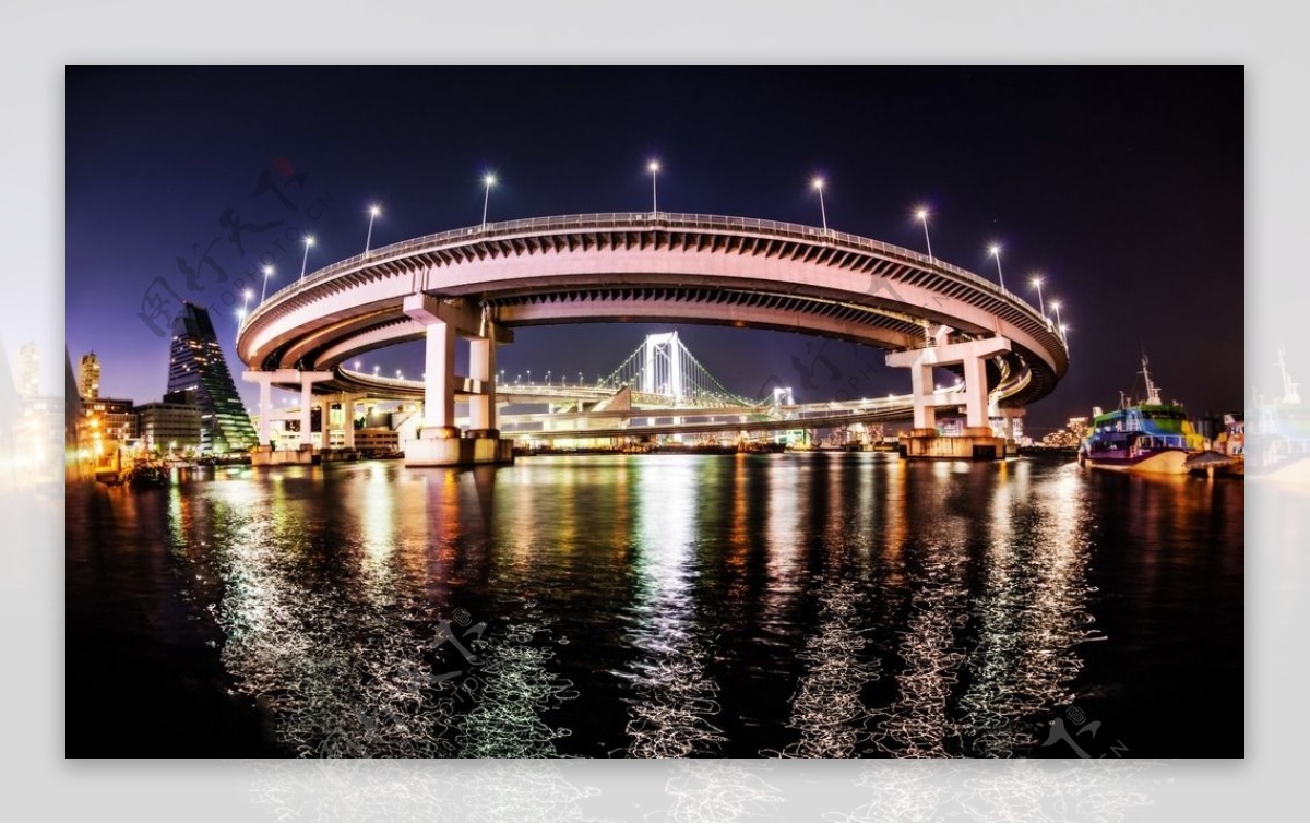 现代立交桥夜景图片