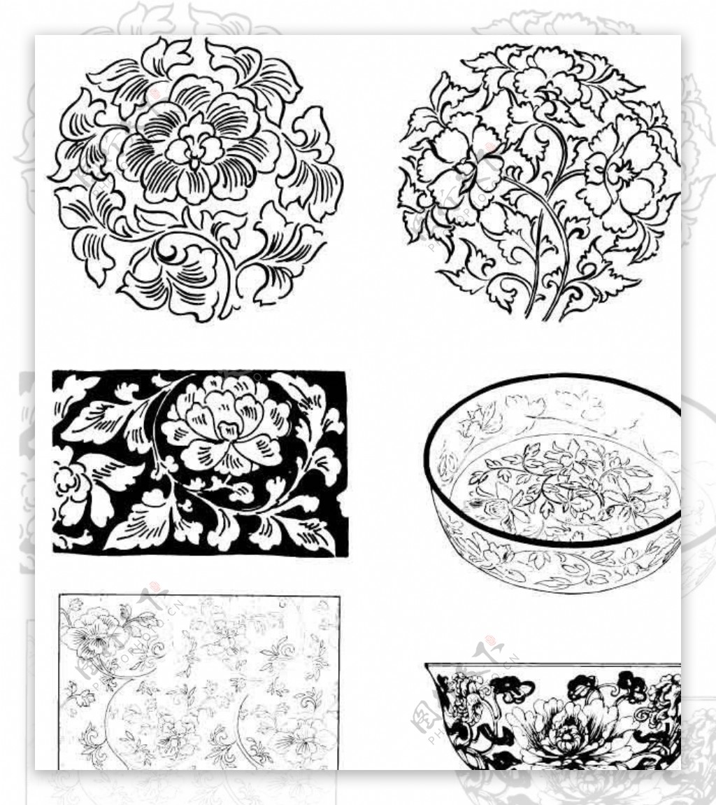 植物花纹花牡丹花瓶图片