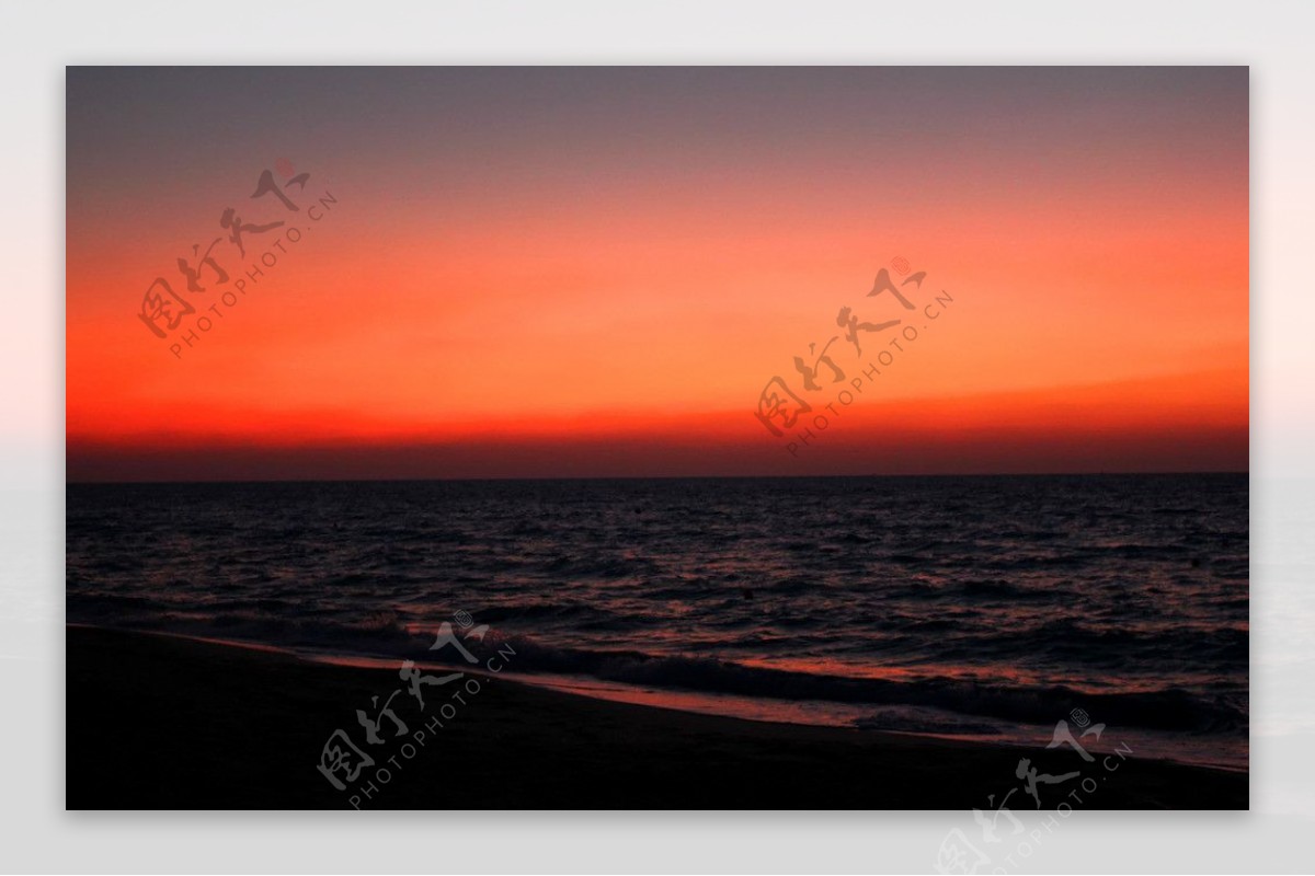 海洋落日晚景图片