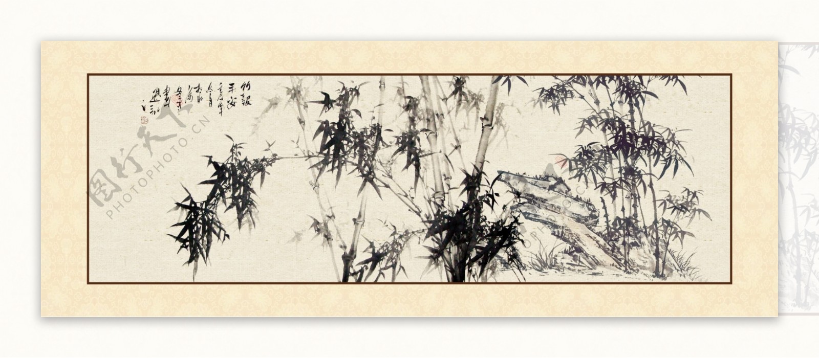 水墨竹子壁画图片