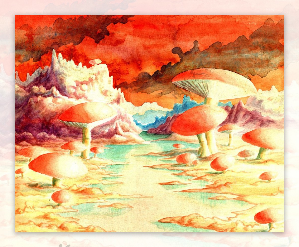 油画蘑菇图片
