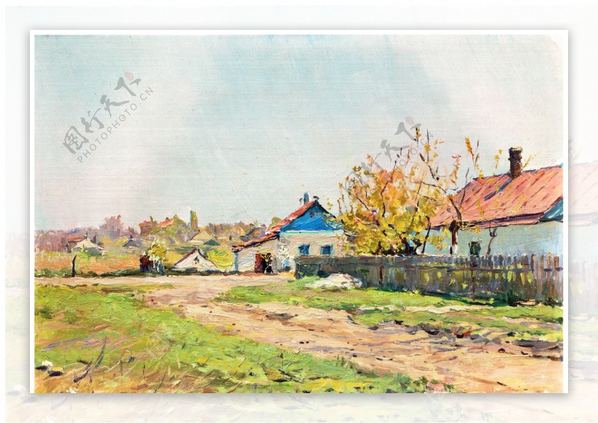 乡村风景油画图片