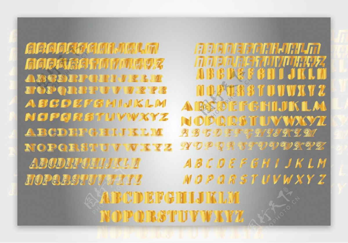 金色立体26字母图片