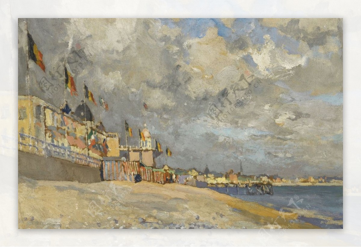 海边城堡油画图片