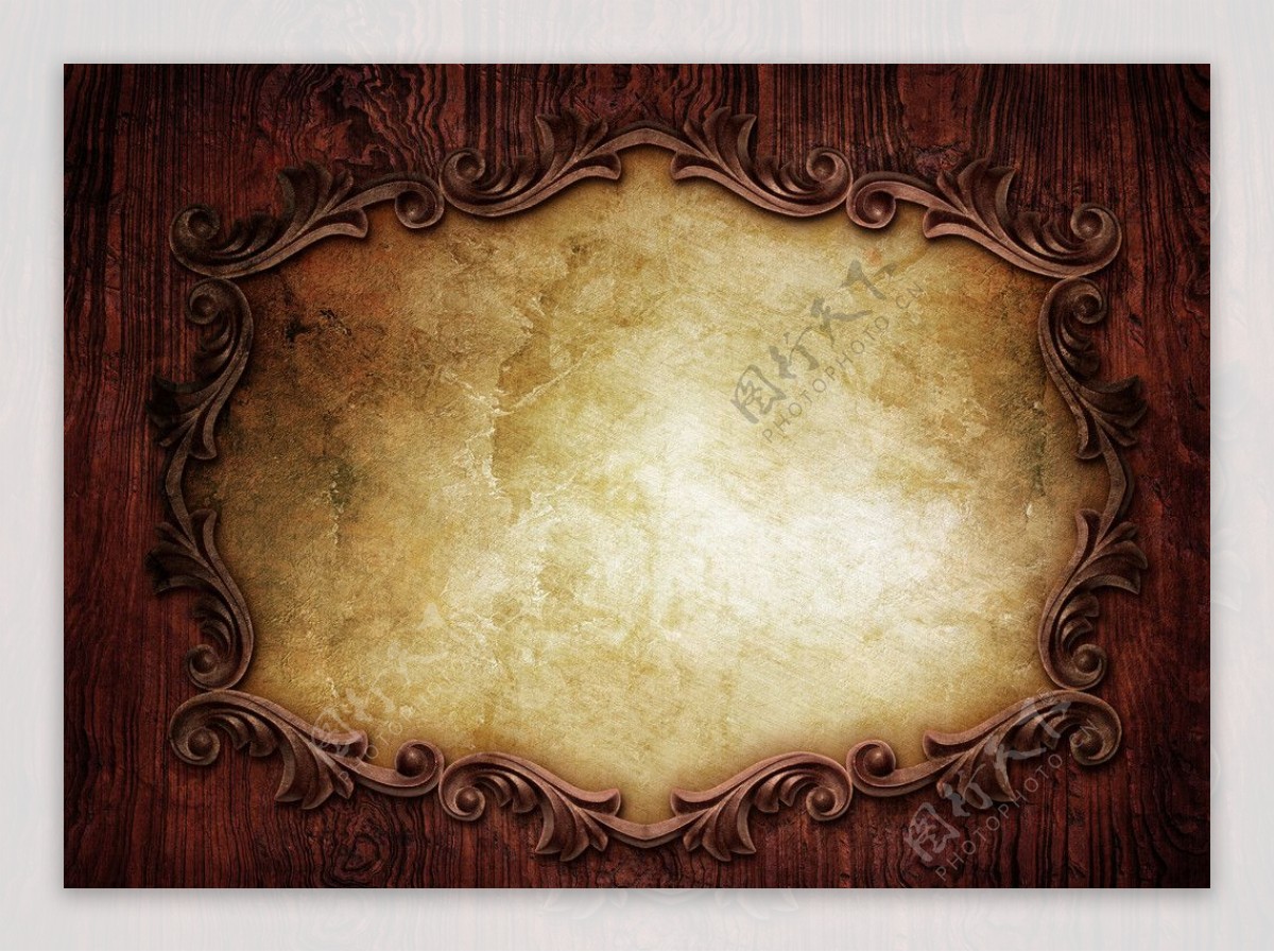 欧式木纹花纹相框图片