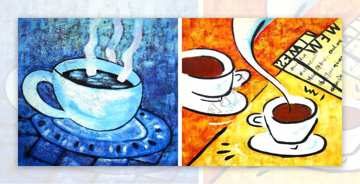 油画热咖啡图片