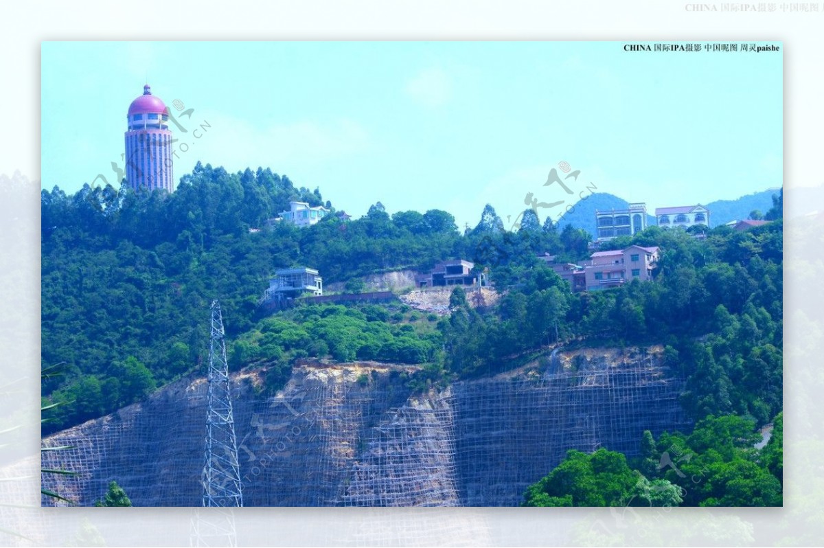 山顶建筑山峰楼立图片