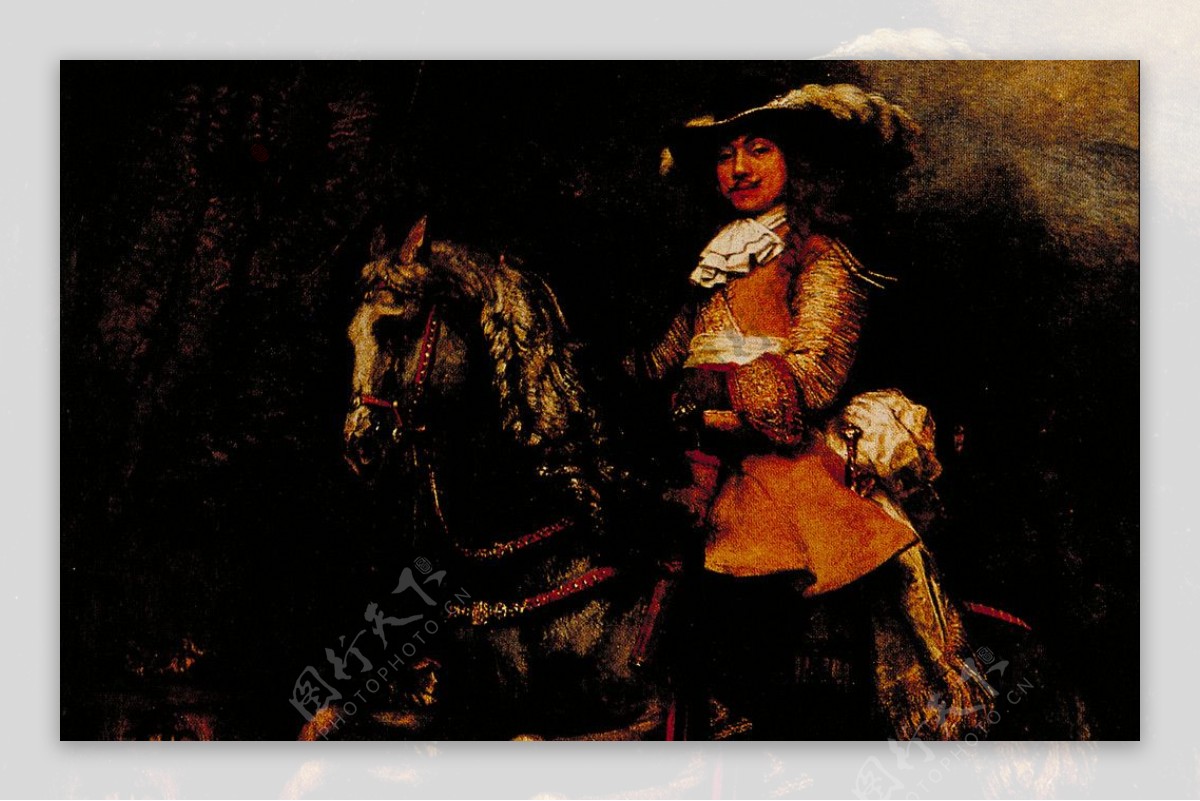 油画骑马女人图片