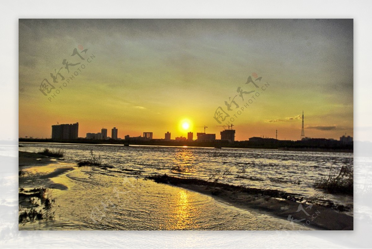 渭河晚霞图片