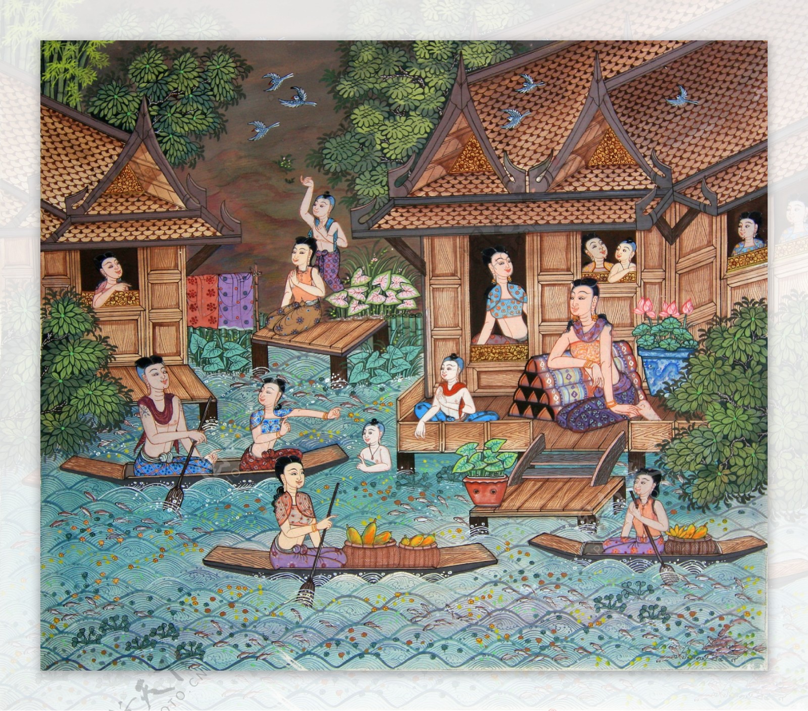 河边的泰国传统生活1图片