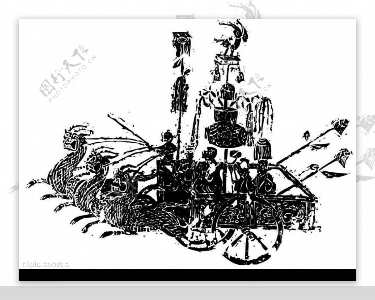 古代马车的画图片