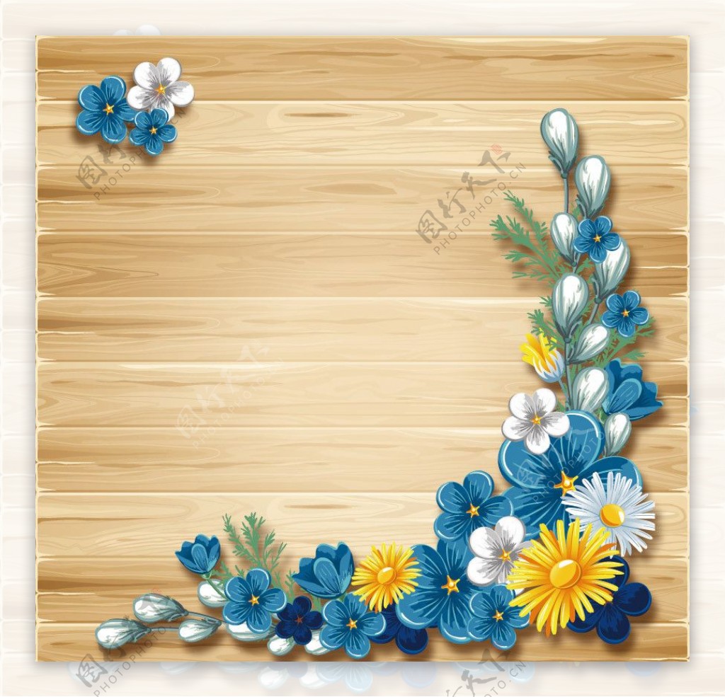 木纹木板梦幻花纹花朵图片