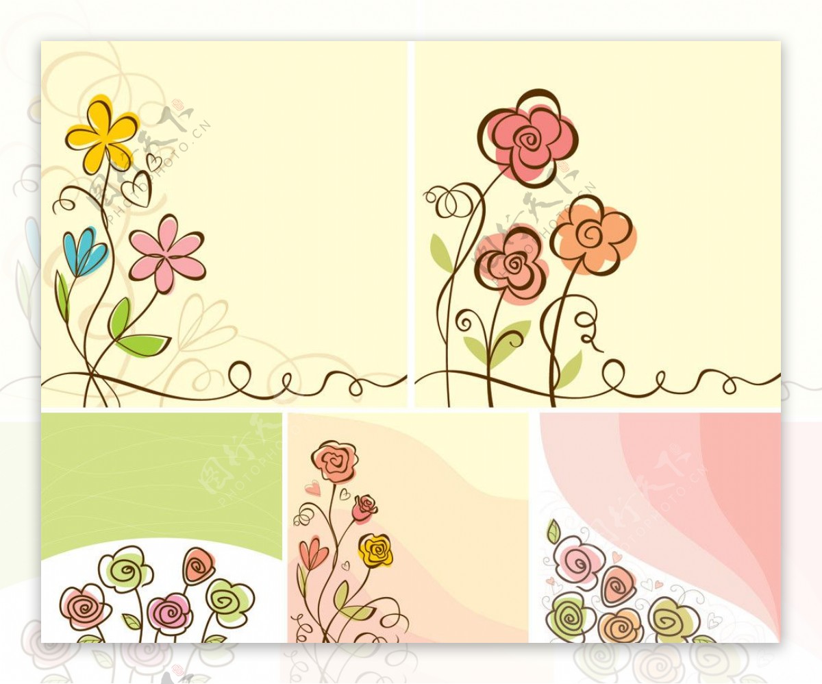 可爱花纹花朵图片素材-编号06803402-图行天下