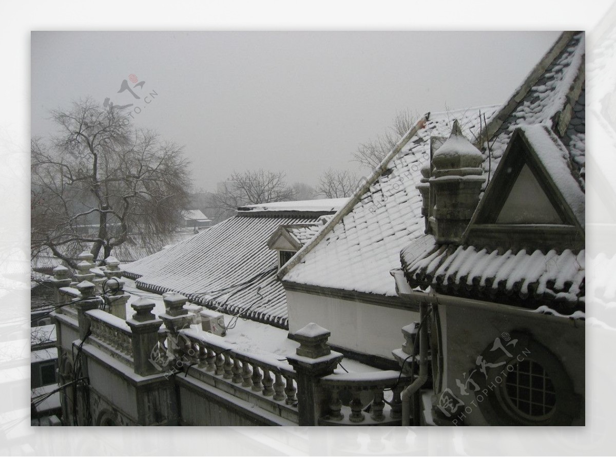 北京古建筑大雪覆盖图片