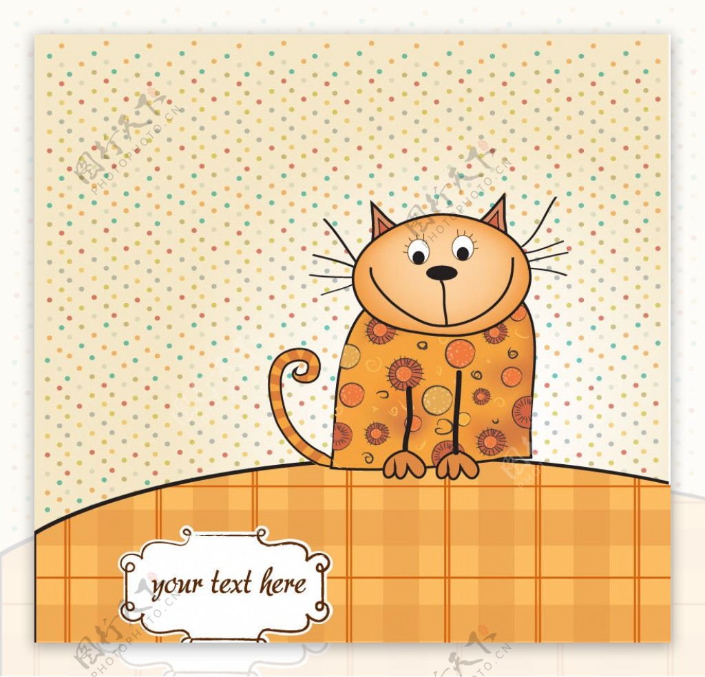 可爱小猫时尚花纹卡片图片