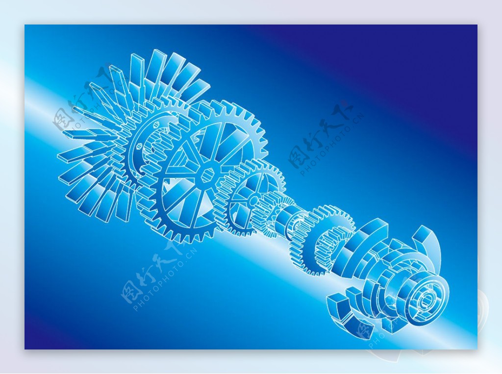 蓝色动感光线齿轮商务科技背景图片