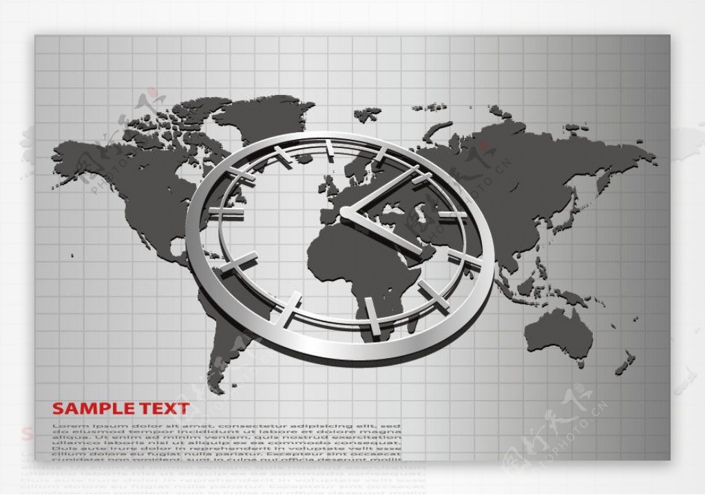 动感时钟世界板块商务科技背景图片