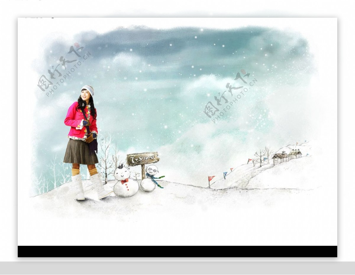 雪景相框模板图片