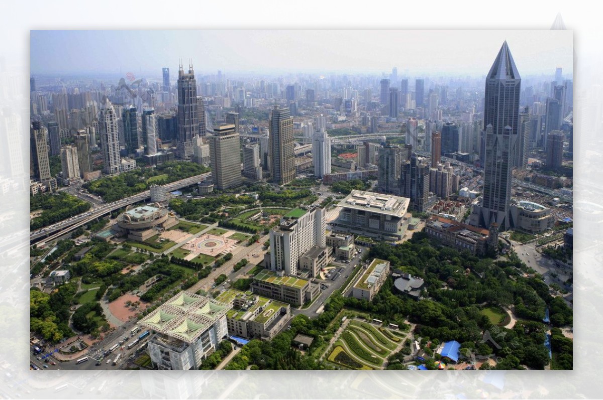 上海市中心人民广场俯瞰图片