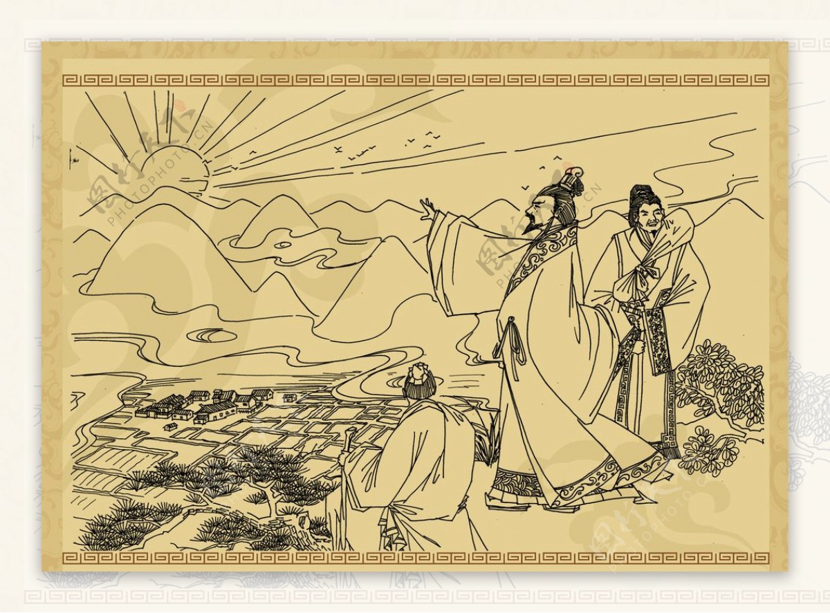 中国古代故事插画图片