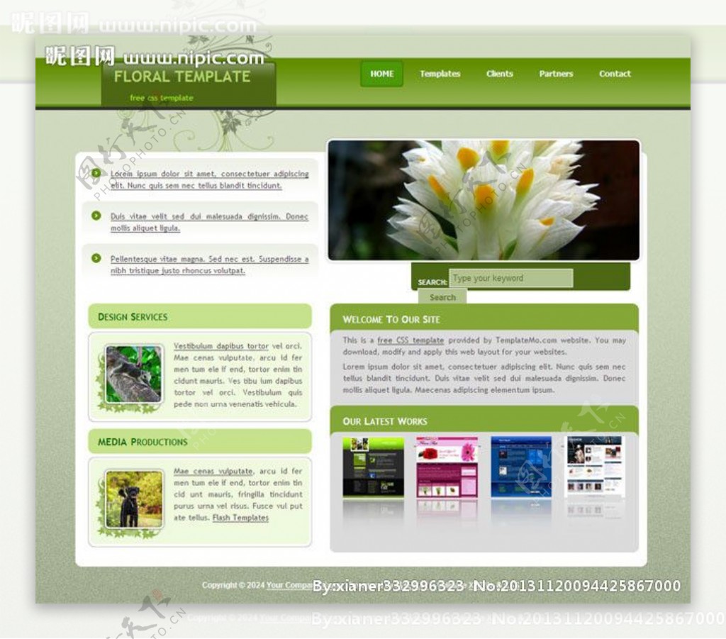 草地花卉网页模板图片