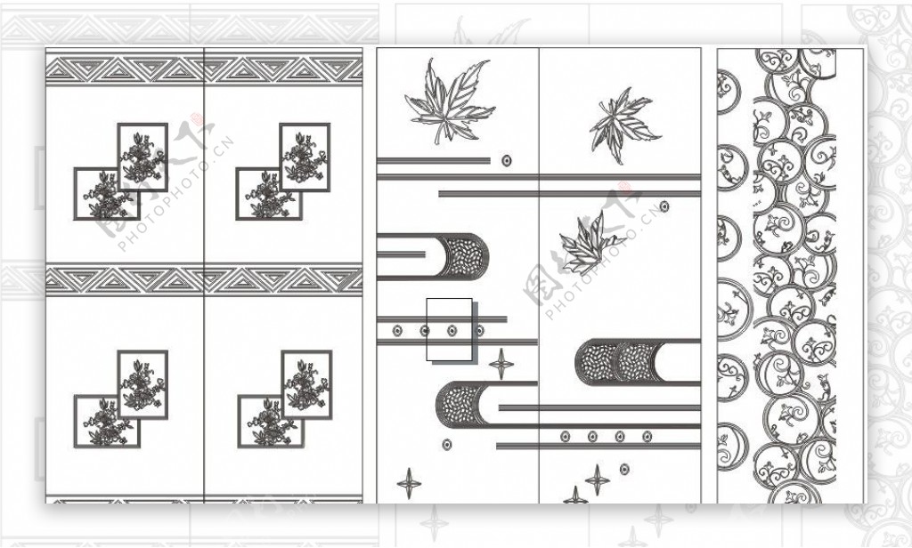 矢量花纹移门图片