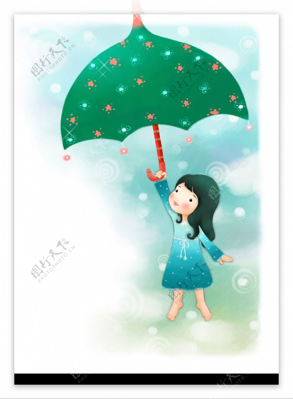 撑伞的小女孩图片