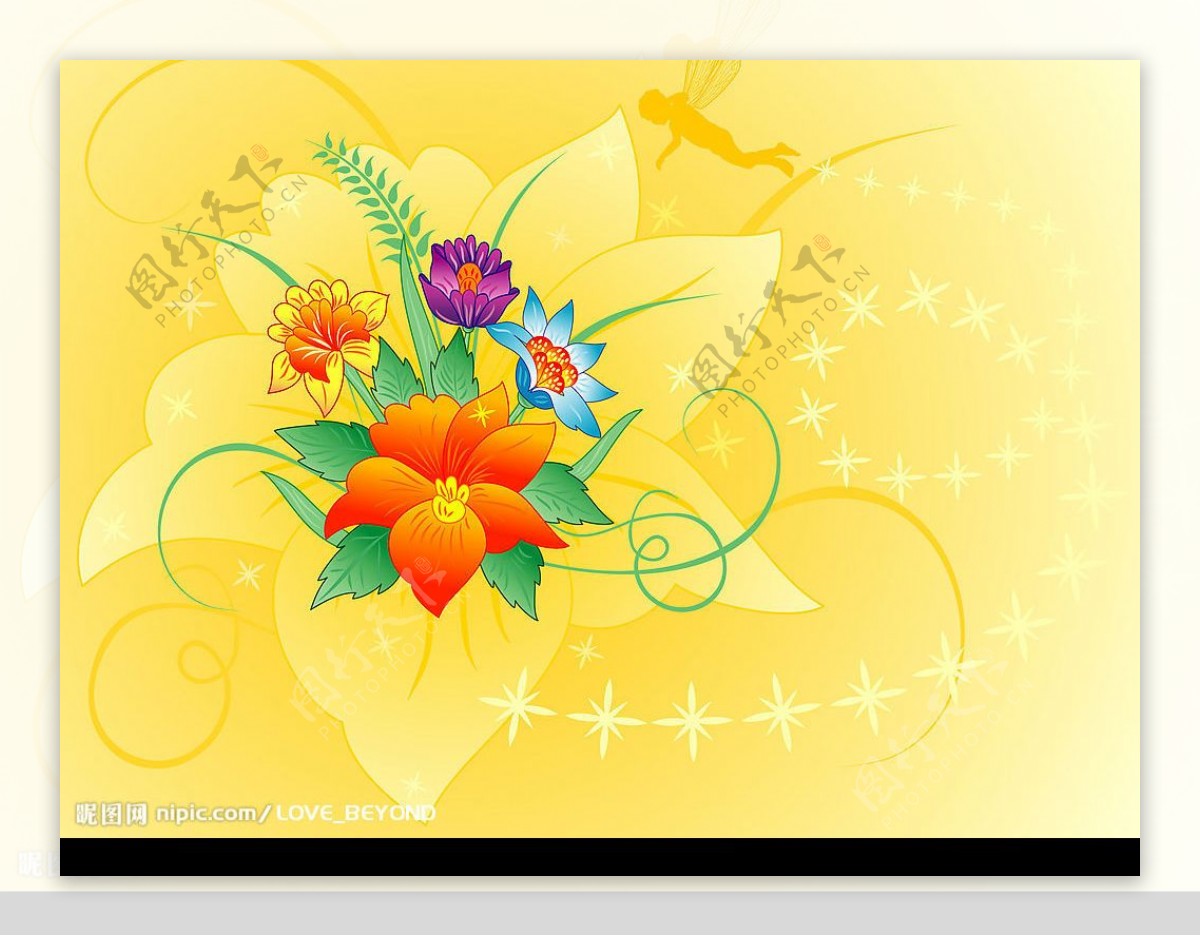 花卉植物蝴蝶矢量素材图片