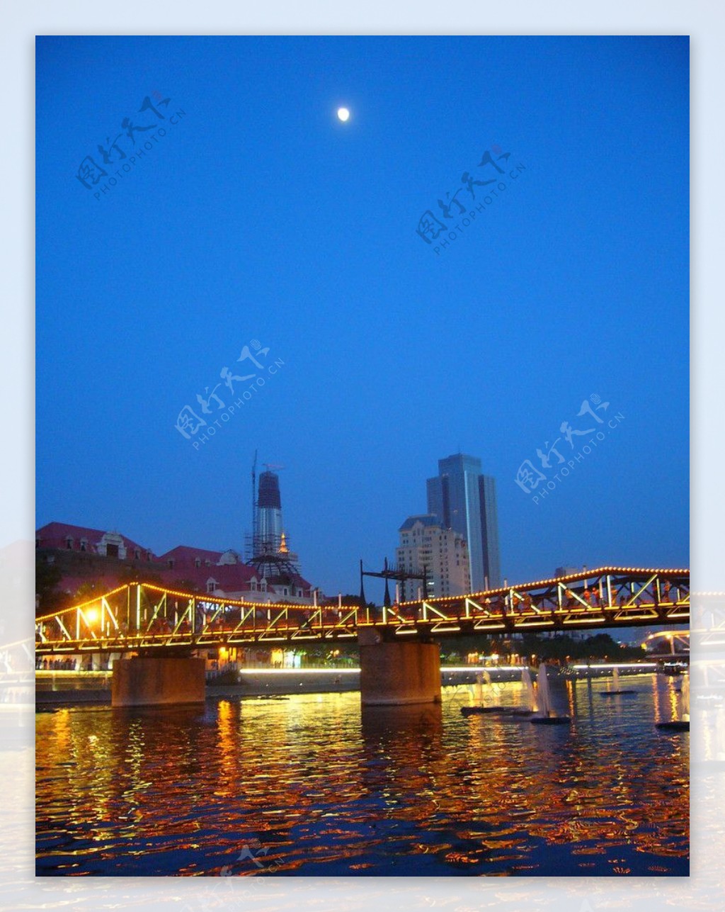 月光下的海河金汤桥图片