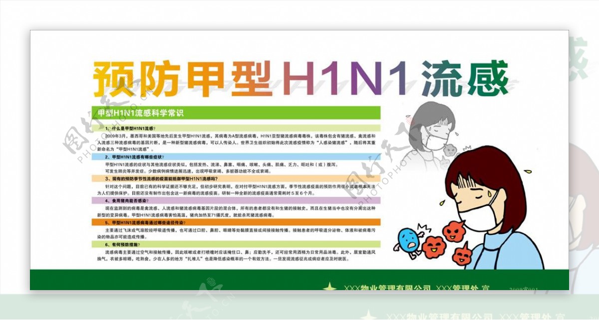2009年预防甲型H1N1流感宣传栏图片