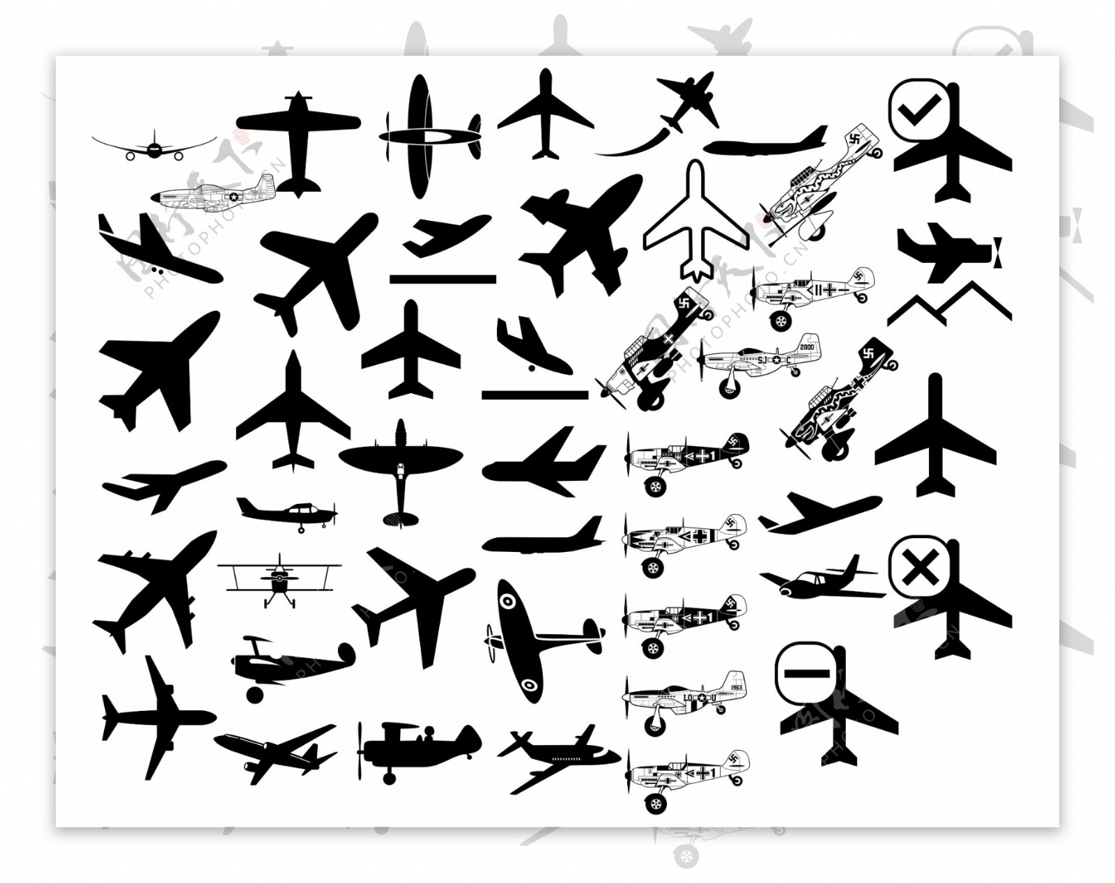 各种型号的飞机图标图片