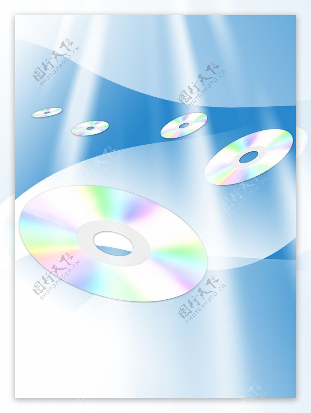 cd碟片飞翔蓝色背景图片