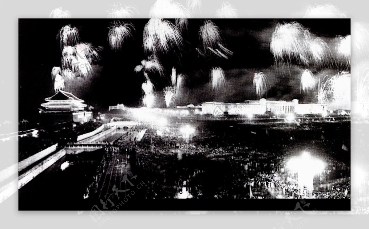 国庆10周年庆典时的天安门之夜图片