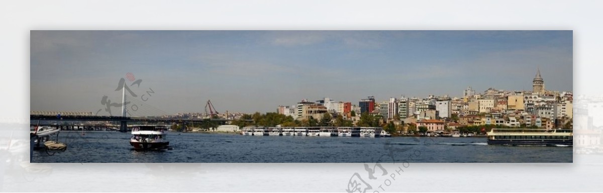 海边港口城市风景图片