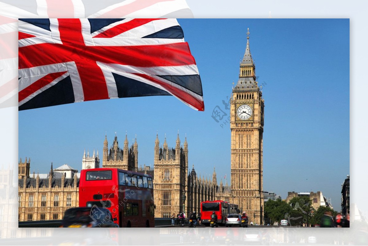 城市大桥英国国旗图片