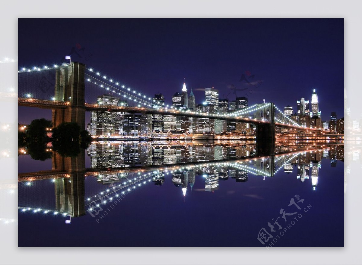 美国城市大桥夜景图片