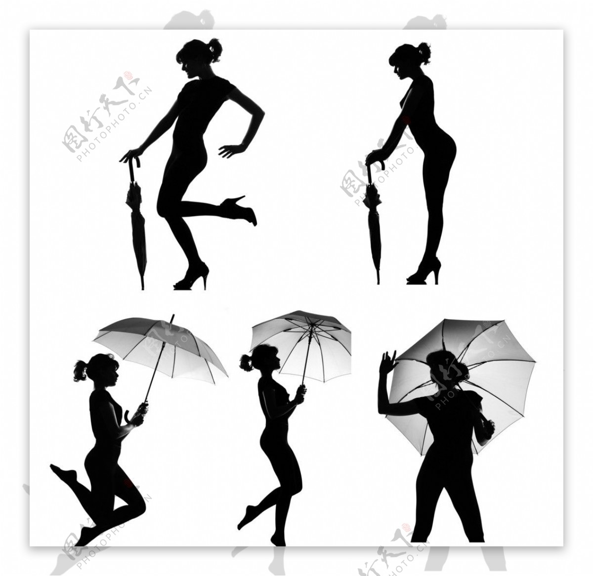 打伞淋雨的美女-欧莱凯设计网