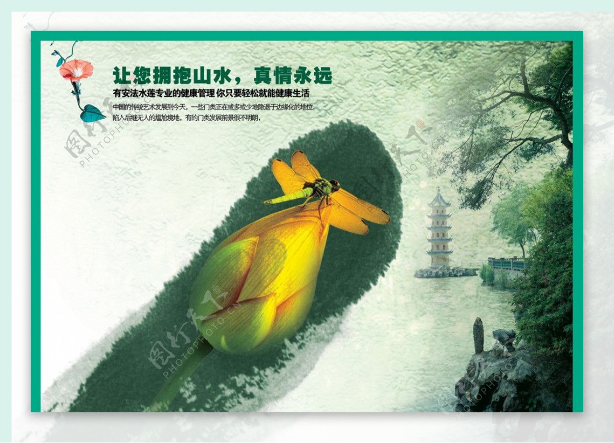 中国风绿色广告图片