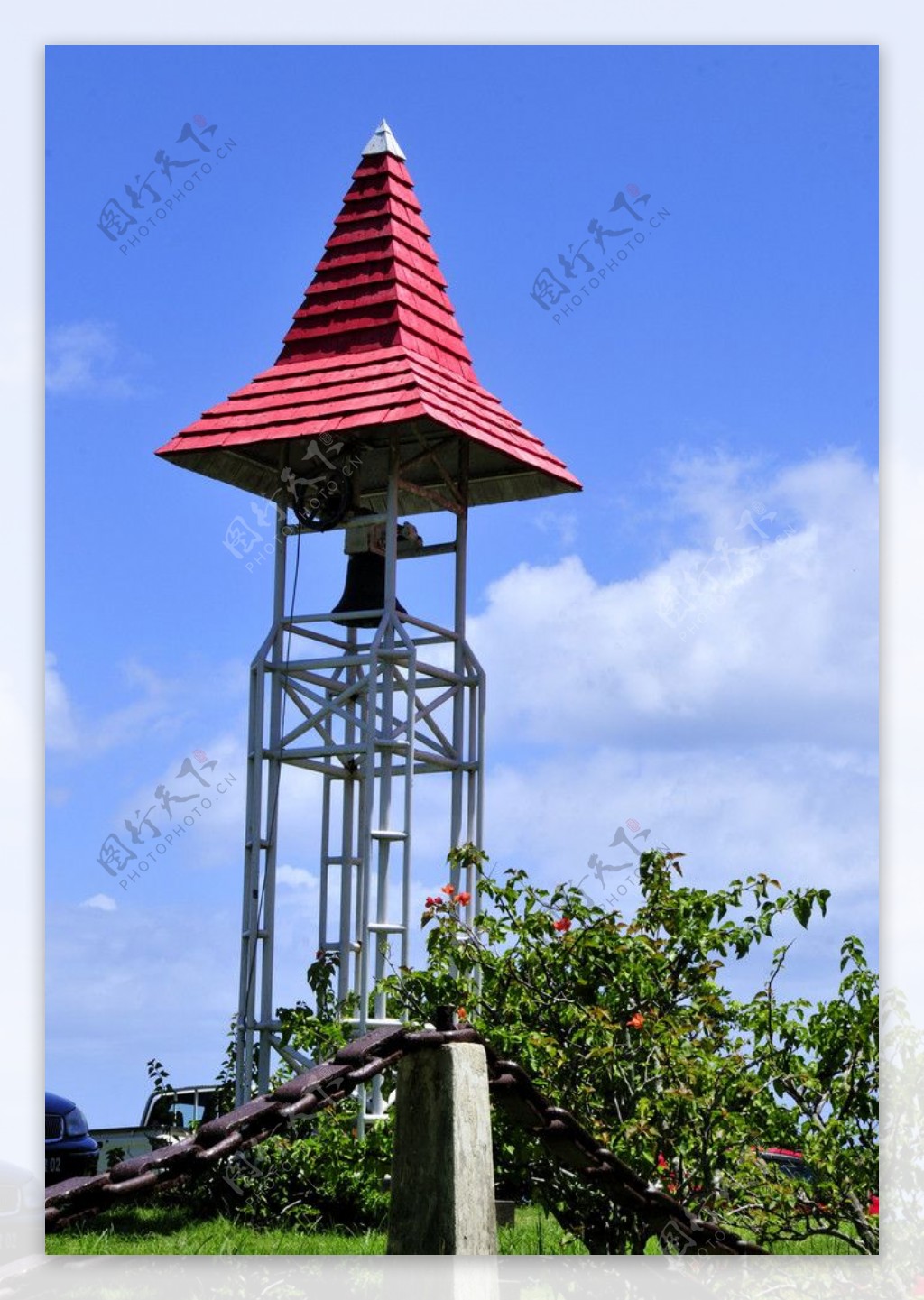 毛里求斯路易港红瓦耶稣教堂的警钟亭图片