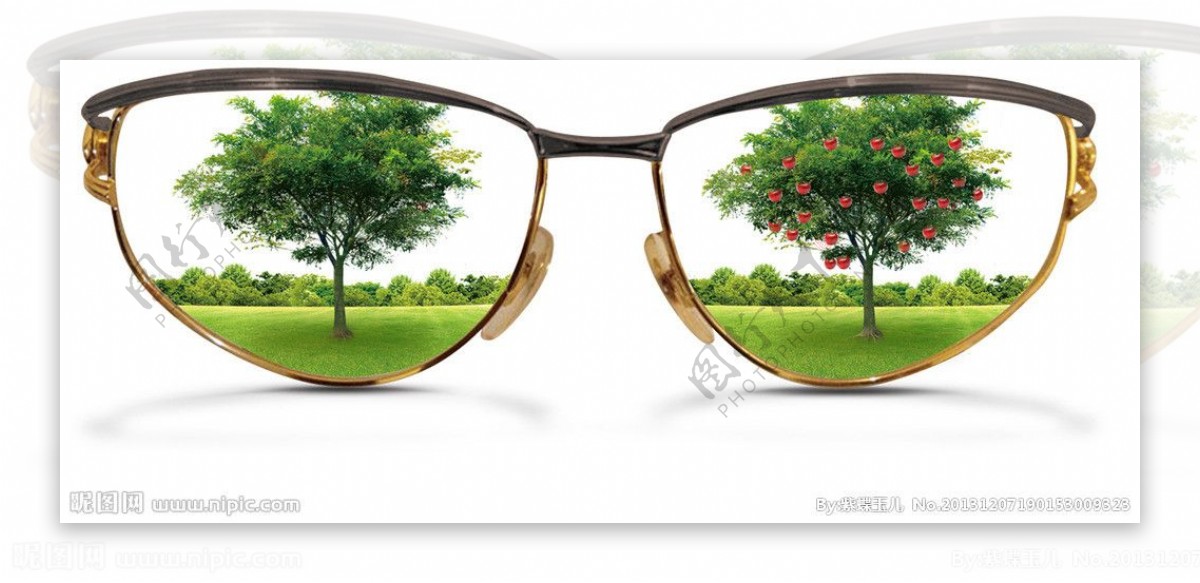 眼镜中的树图片