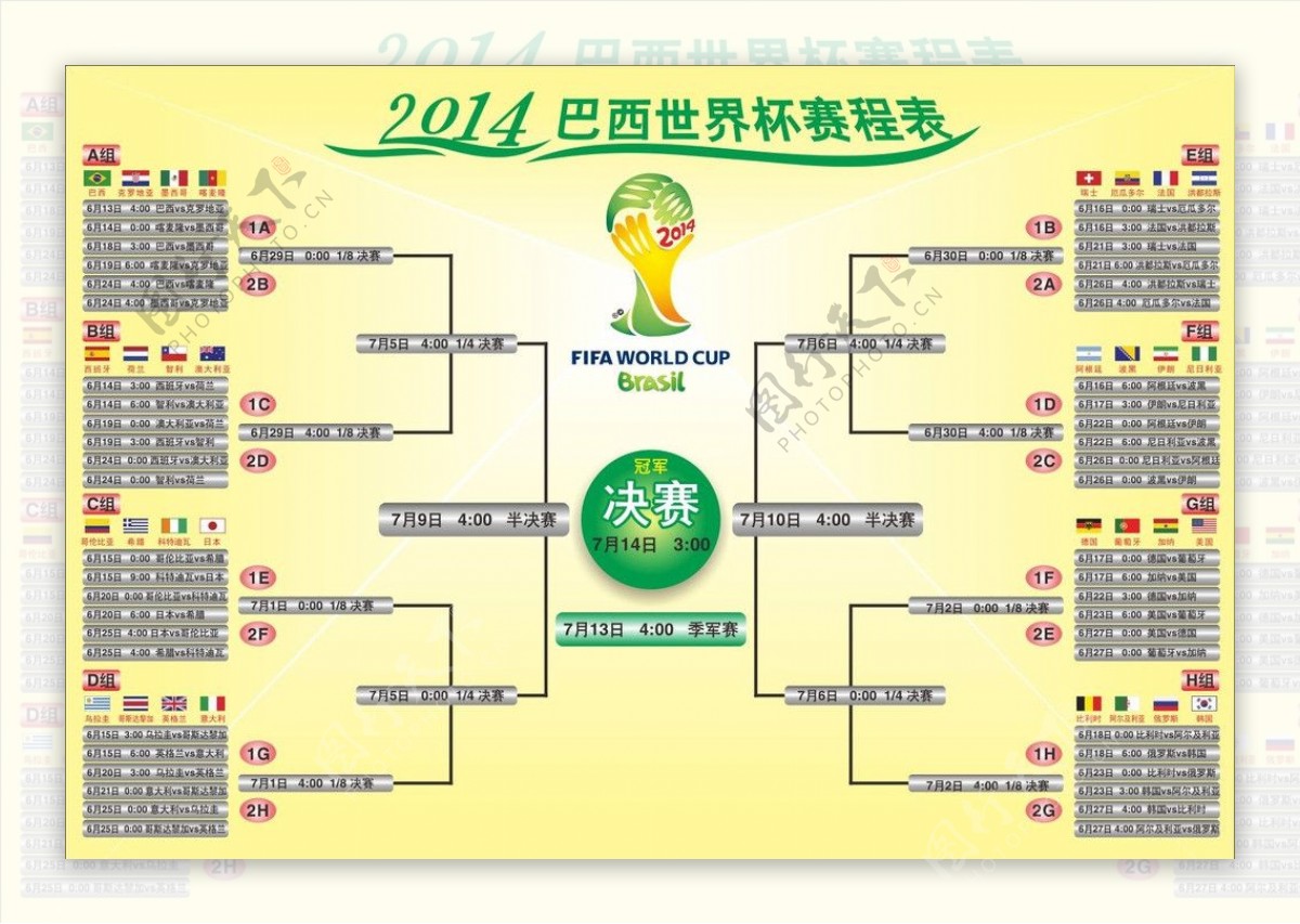 2014世界杯赛程图图片