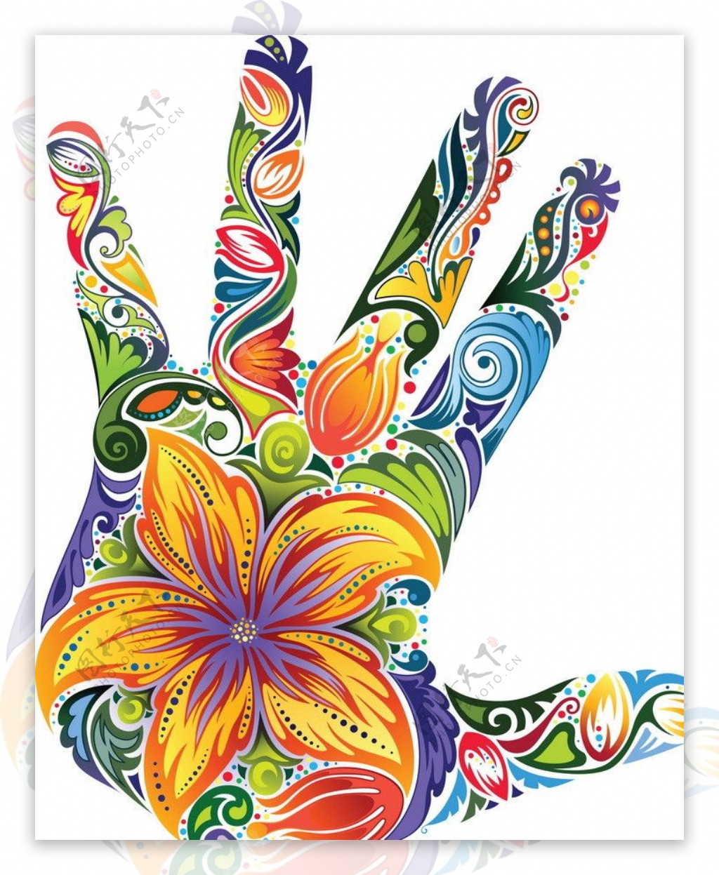 手印花纹花卉图片