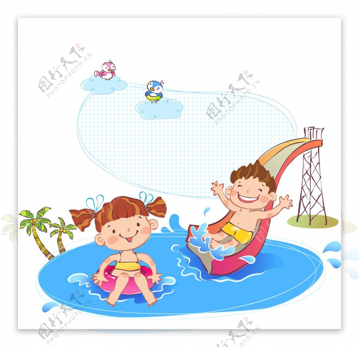 在水上乐园玩耍的孩子图片